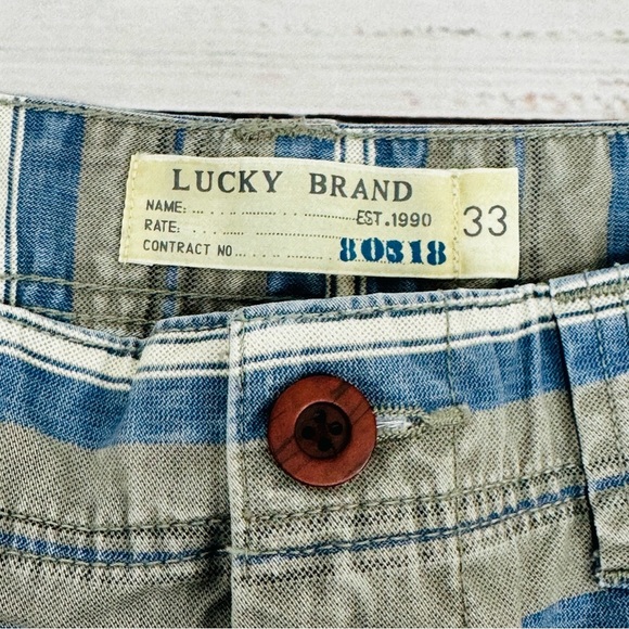 Lucky Brand Men's size 33 Gray Blue Stripe Cargo Shorts - Picture 9 of 11
